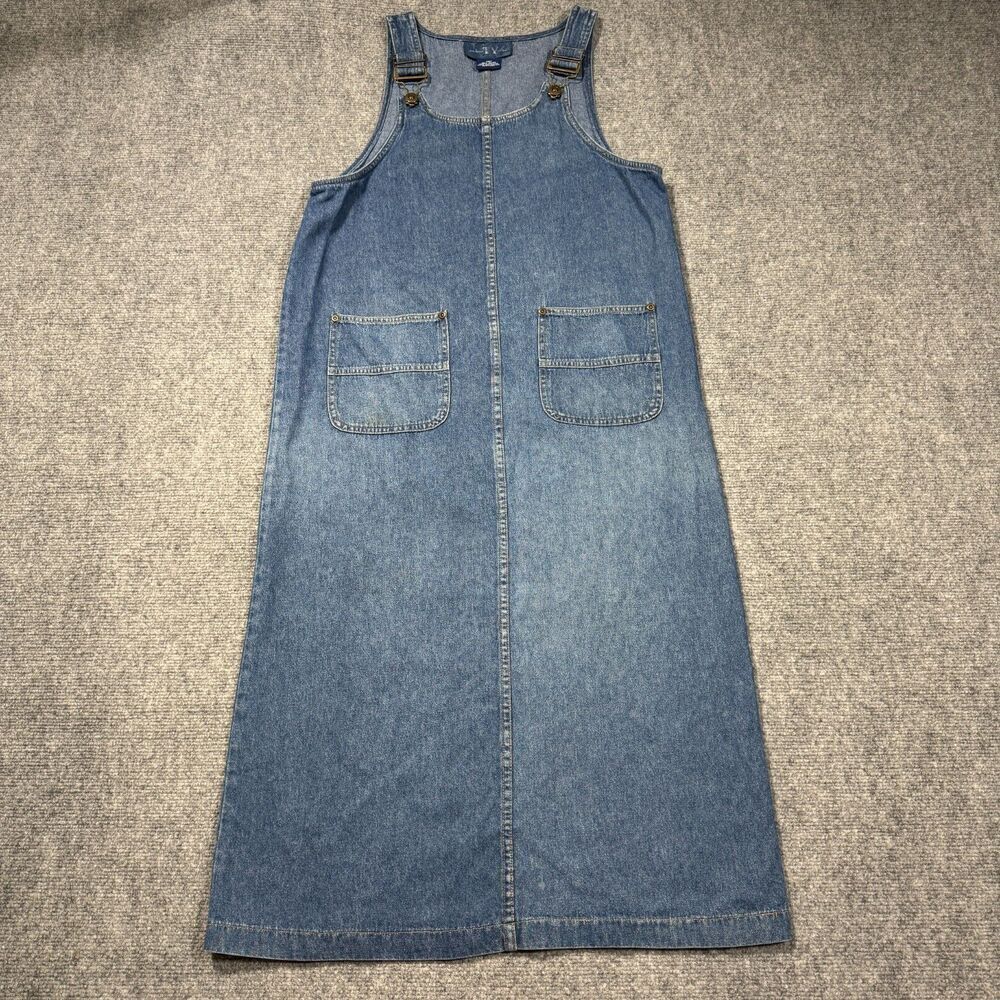 Vintage Ty Denim Dress Overalls Size 10 Medium Pockets Y2K 90s Prairie Cottage